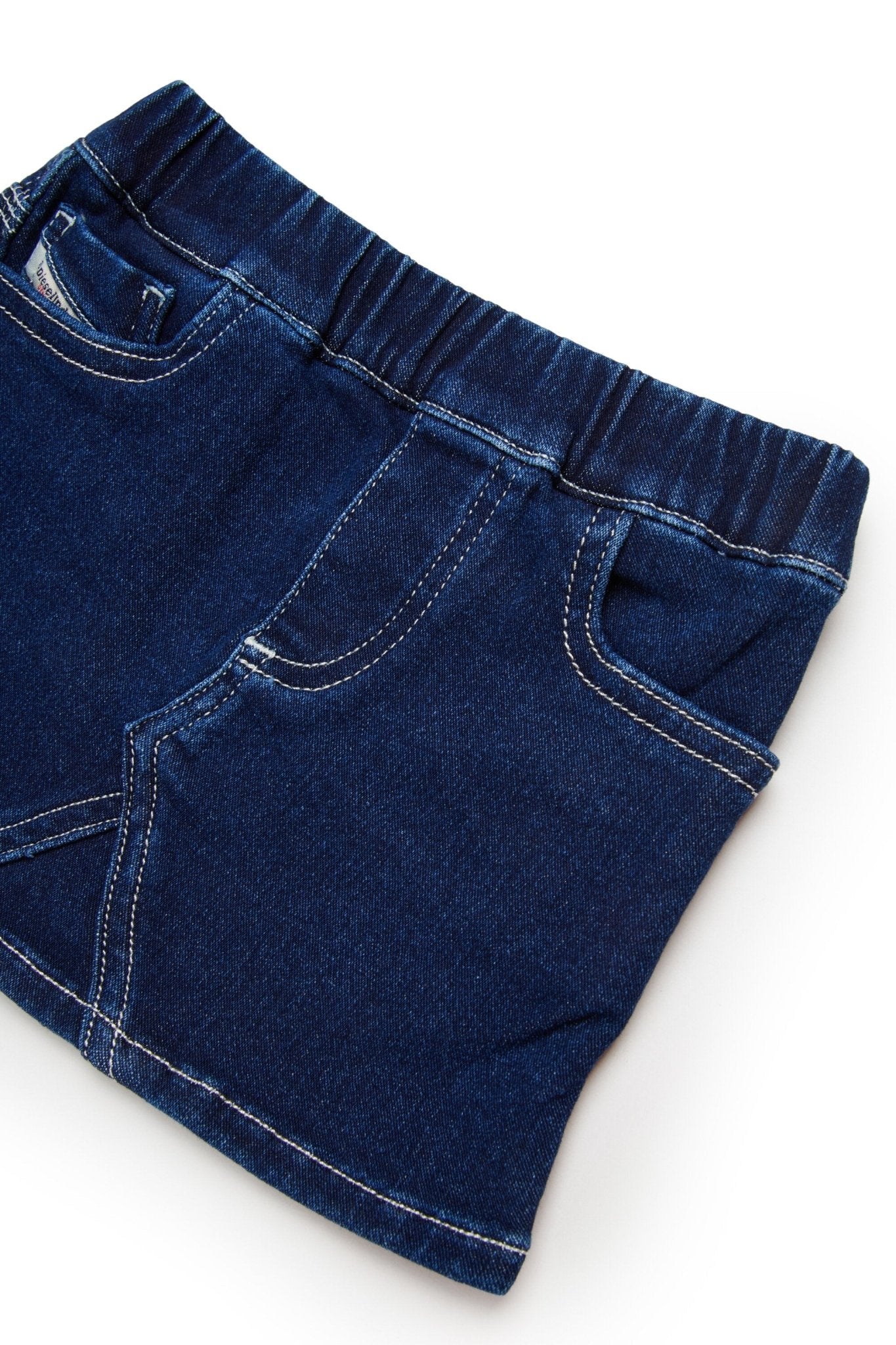 GONNA IN DENIM BLU SCURO CON LOGO SUL RETRO DIESEL - Angel Luxury