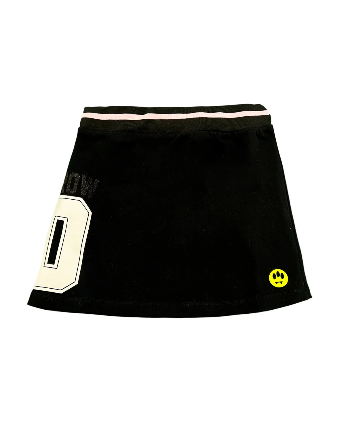 GONNA IN FELPA NERA CON FASCIA SOTTILE ROSA BARROW - Angel Luxury