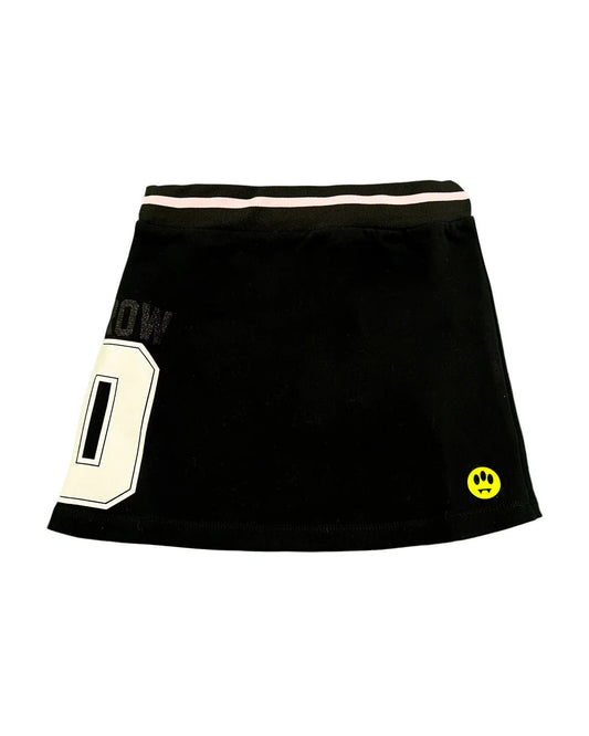 GONNA IN FELPA NERA CON FASCIA SOTTILE ROSA BARROW - Angel Luxury