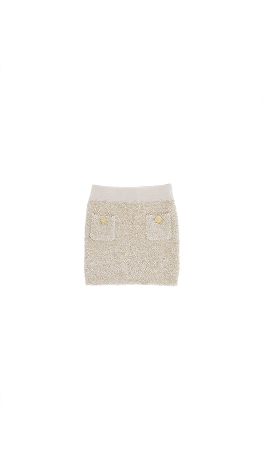 GONNA IN TRICOT EFFETTO CINIGLIA BEIGE ELISABETTA FRANCHI - Angel Luxury