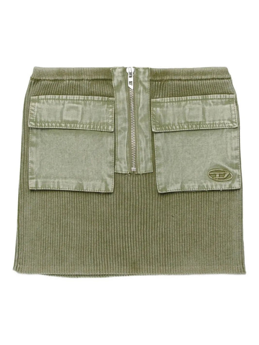 GONNA VERDE A COSTINE CON TASCHE E ZIP DIESEL - Angel Luxury