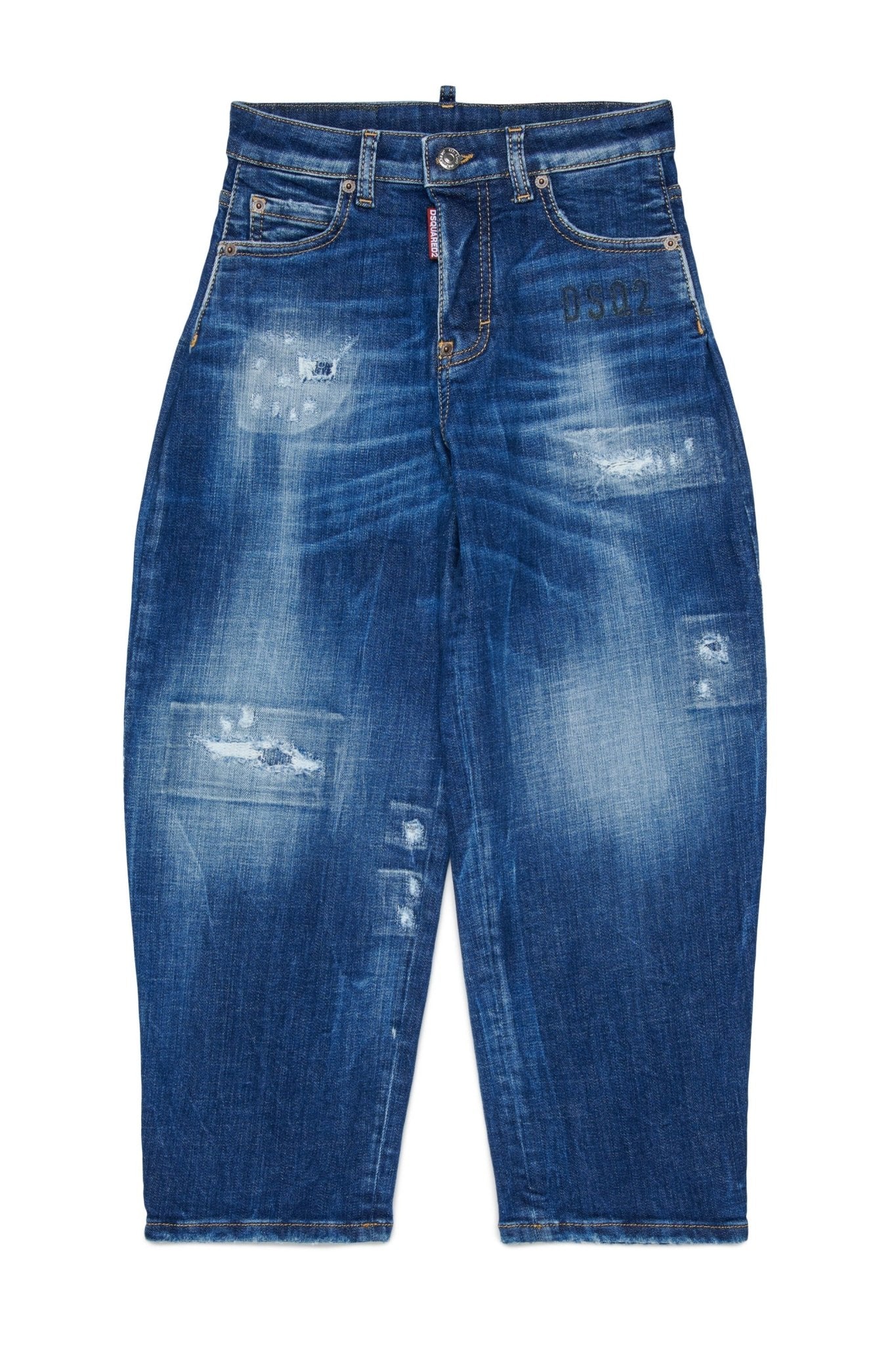 JEANS BLU CON LOGO VERDE SUL RETRO DSQUARED2 - Angel Luxury
