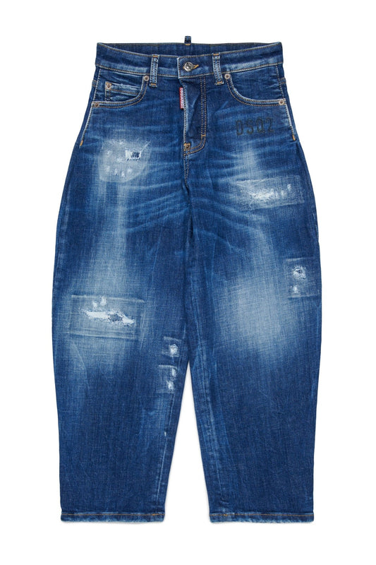 JEANS BLU CON LOGO VERDE SUL RETRO DSQUARED2 - Angel Luxury