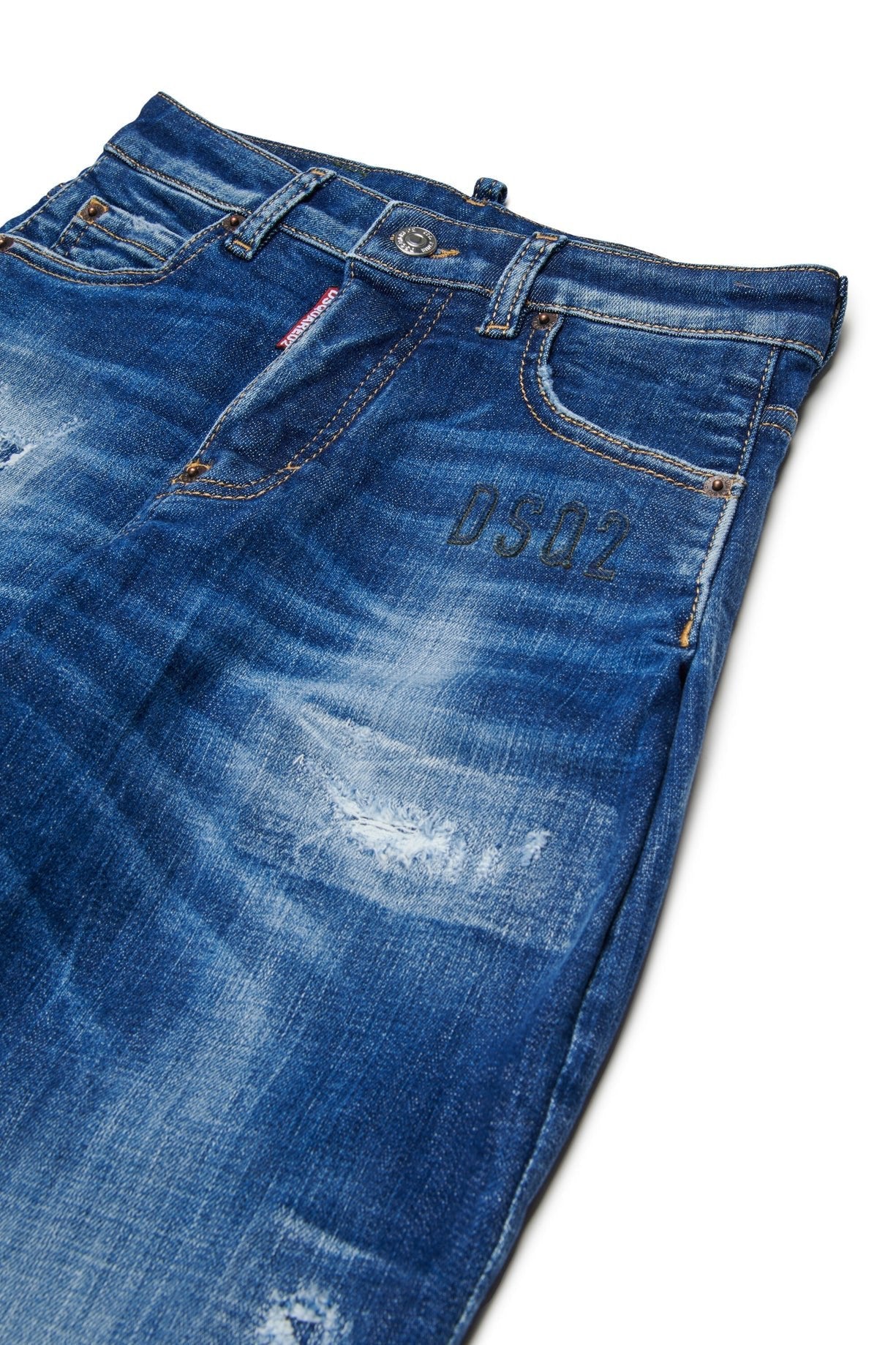 JEANS BLU CON LOGO VERDE SUL RETRO DSQUARED2 - Angel Luxury