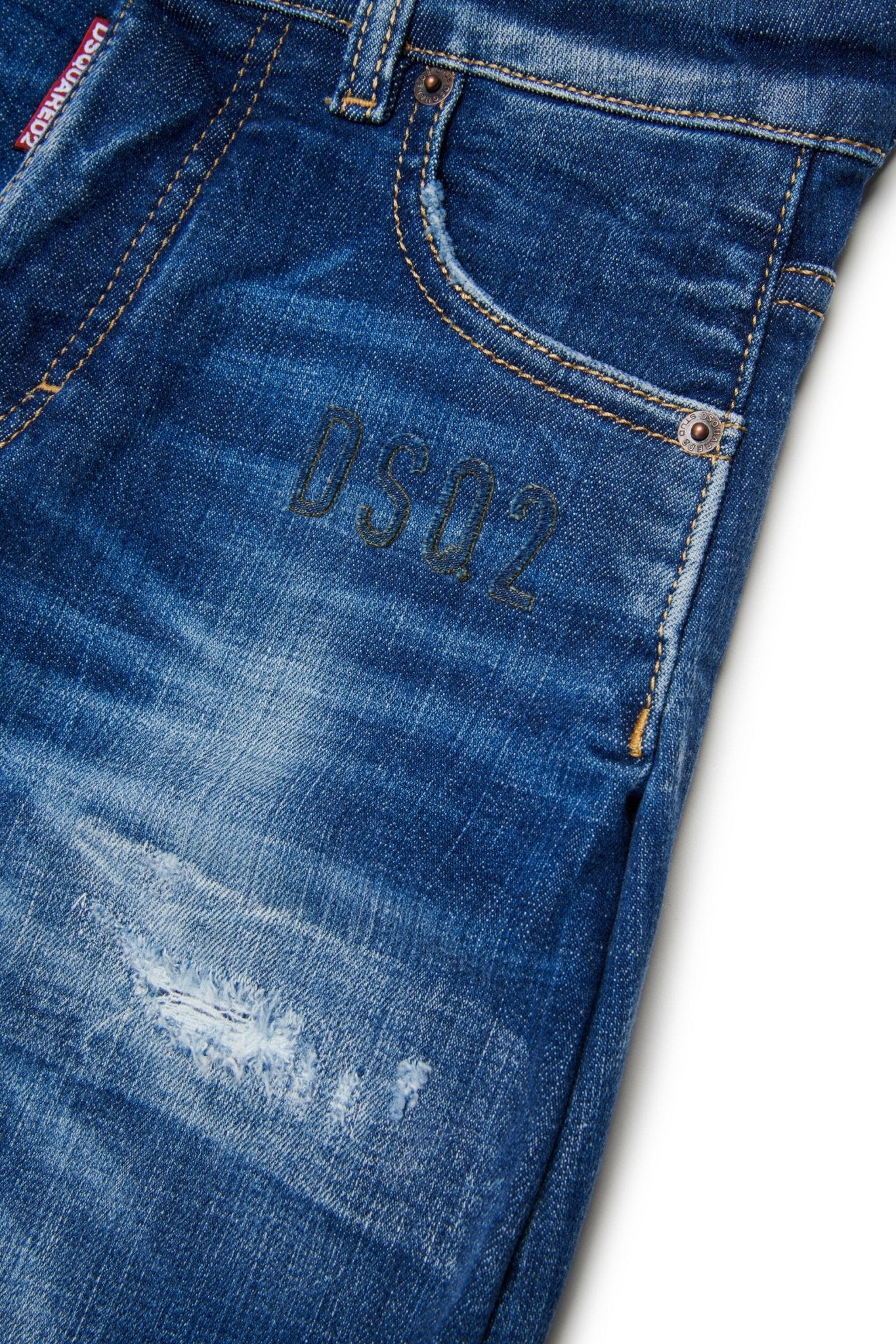 JEANS BLU CON LOGO VERDE SUL RETRO DSQUARED2 - Angel Luxury