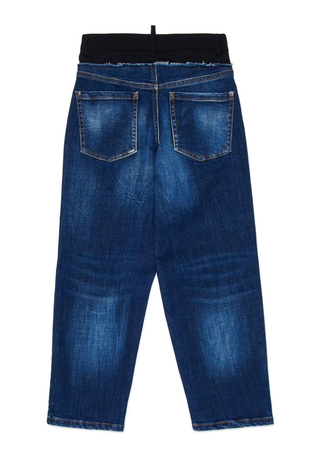 JEANS BLU CON VITA IN TESSUTO NERO DSQUARED2 - Angel Luxury