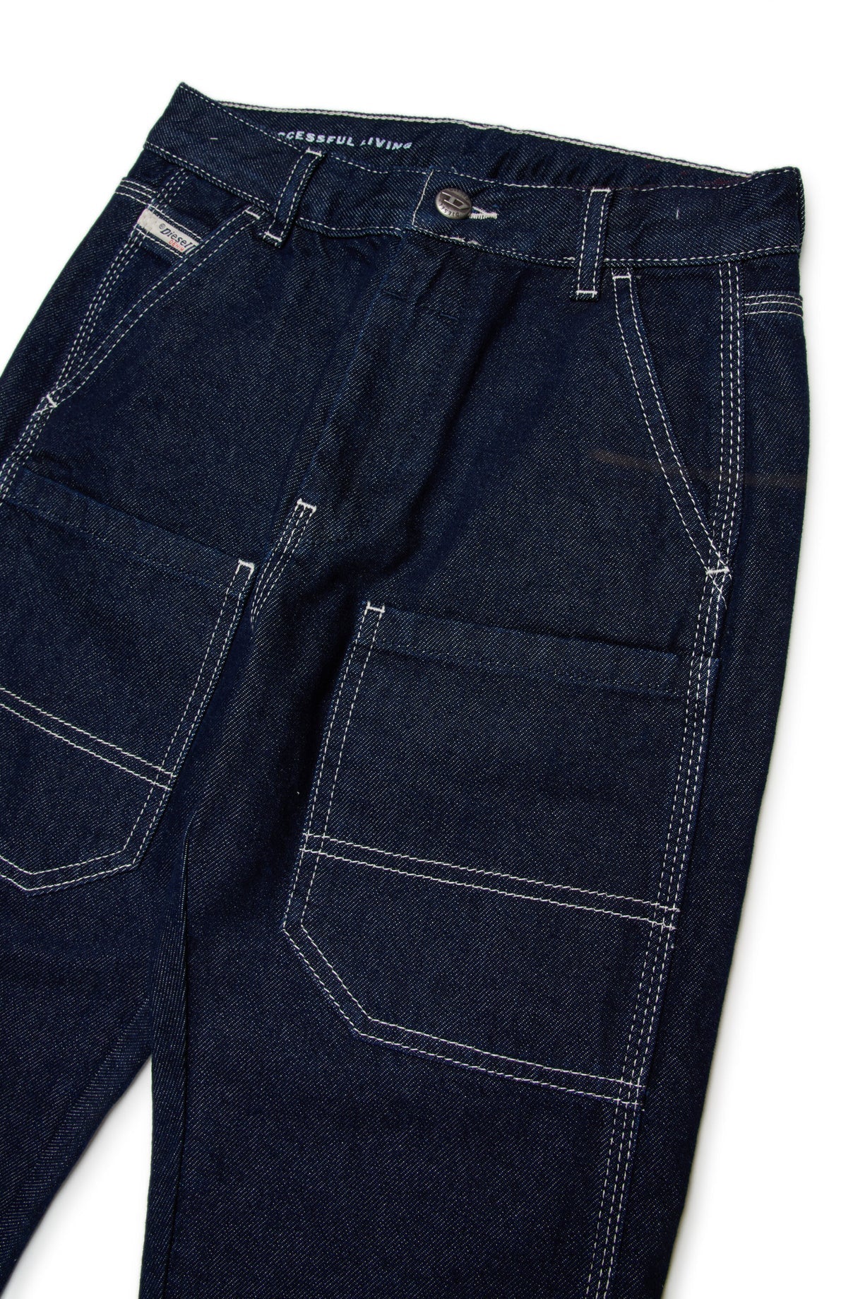 JEANS BLU SCURO CON LOGO SUL RETRO DIESEL - Angel Luxury