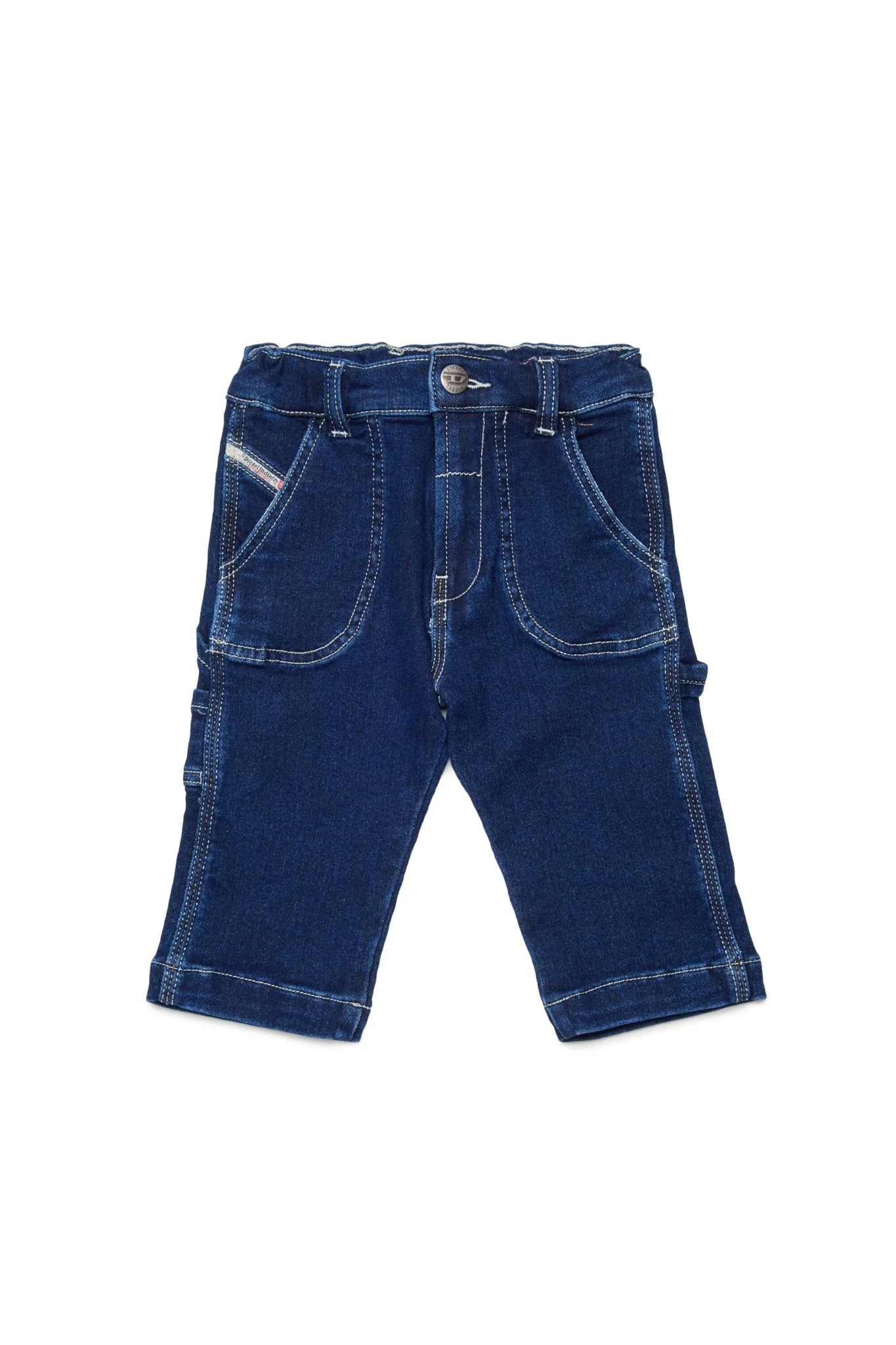 JEANS BLU SCURO CON LOGO SUL RETRO IN RICAMO BIANCO DIESEL - Angel Luxury