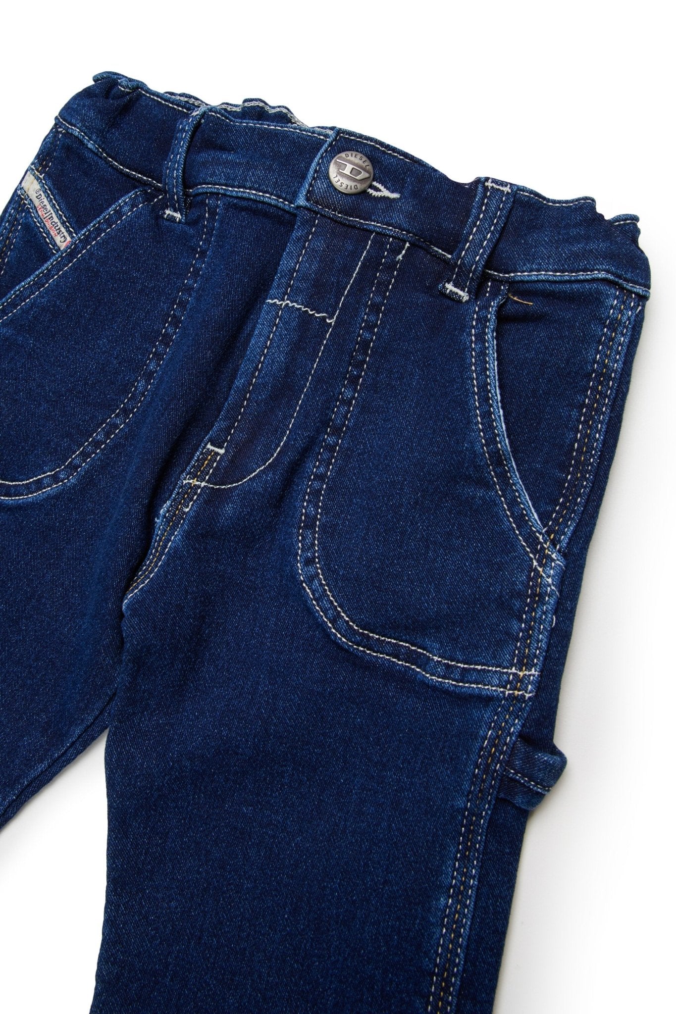JEANS BLU SCURO CON LOGO SUL RETRO IN RICAMO BIANCO DIESEL - Angel Luxury