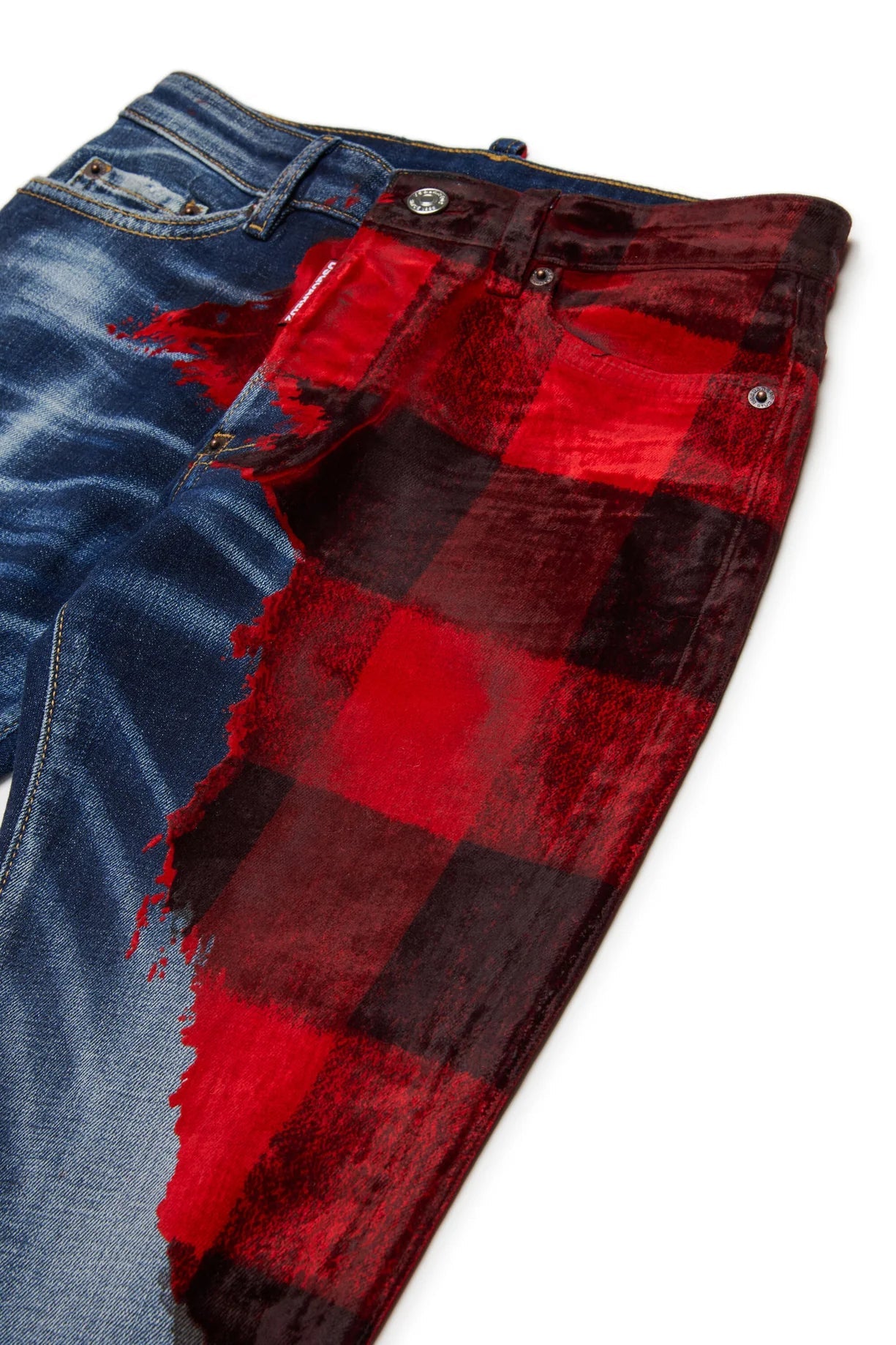 JEANS BRO A QUADRI ROSSO DSQUARED2 - Angel Luxury