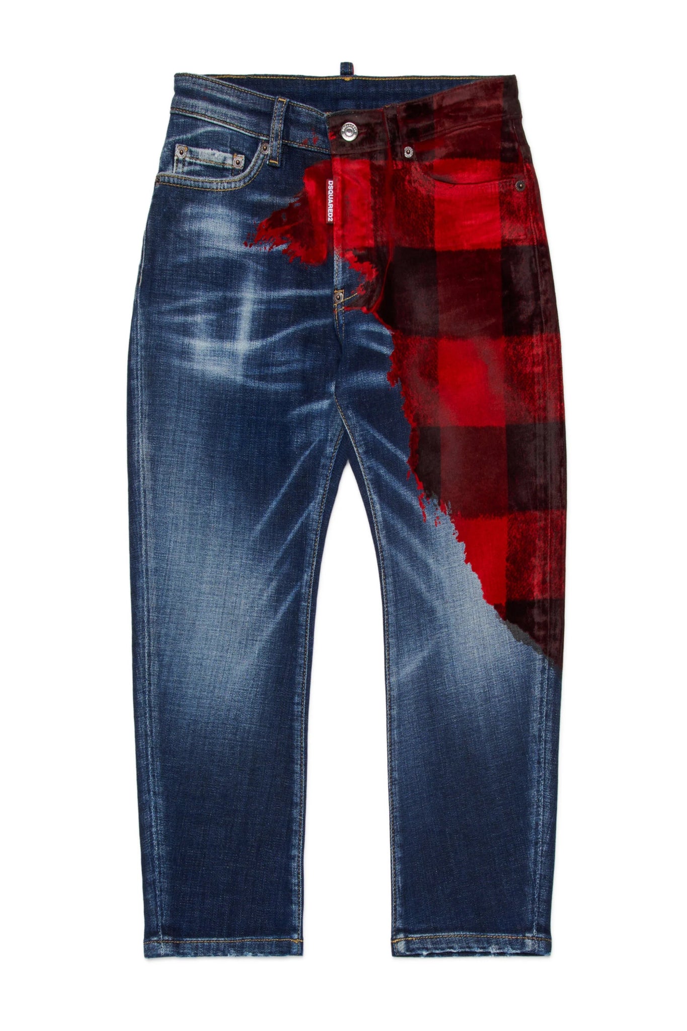 JEANS BRO A QUADRI ROSSO DSQUARED2 - Angel Luxury