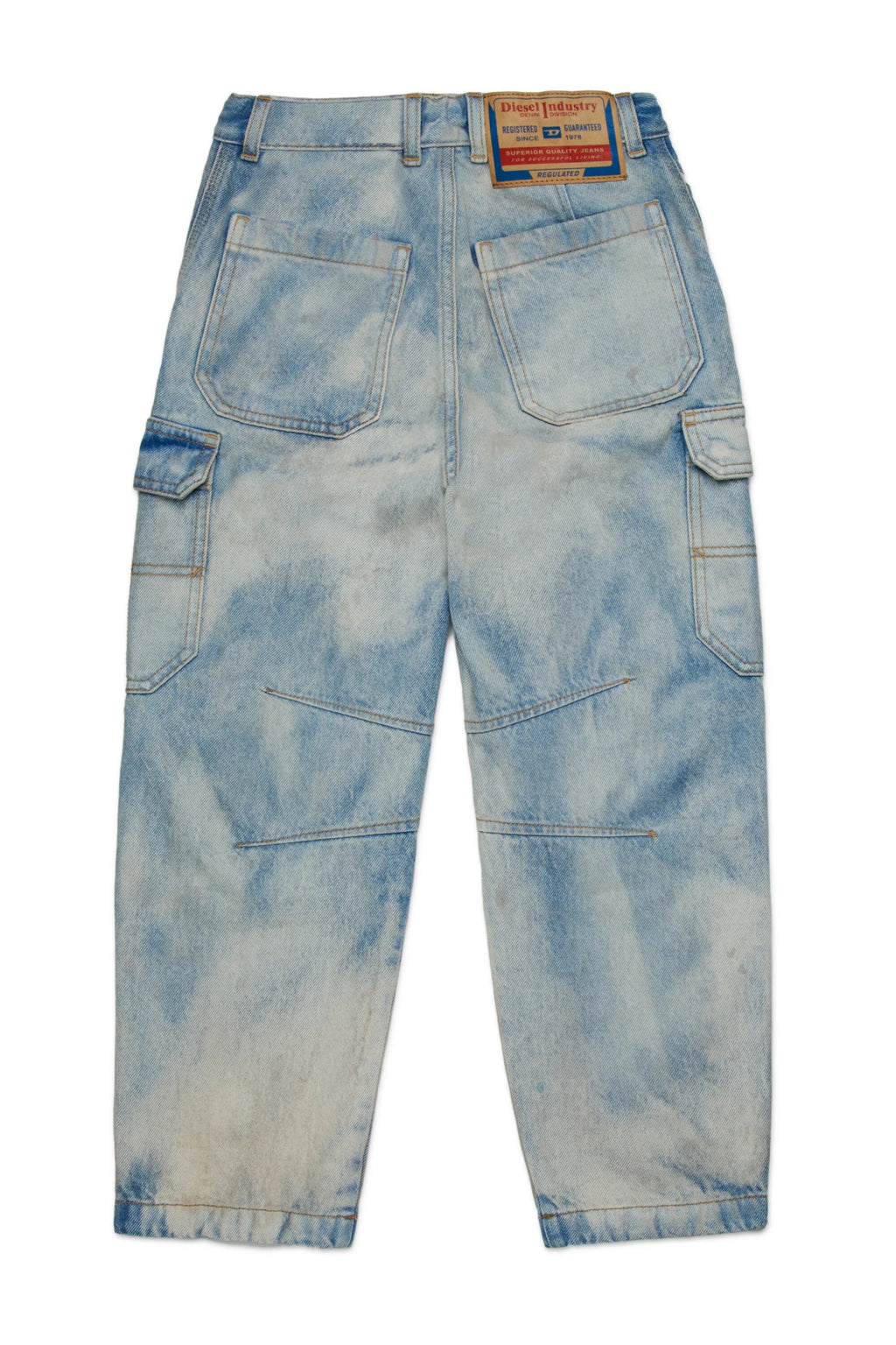 JEANS CARGO IN DENIM CHIARO SBIANCATO DIESEL - Angel Luxury
