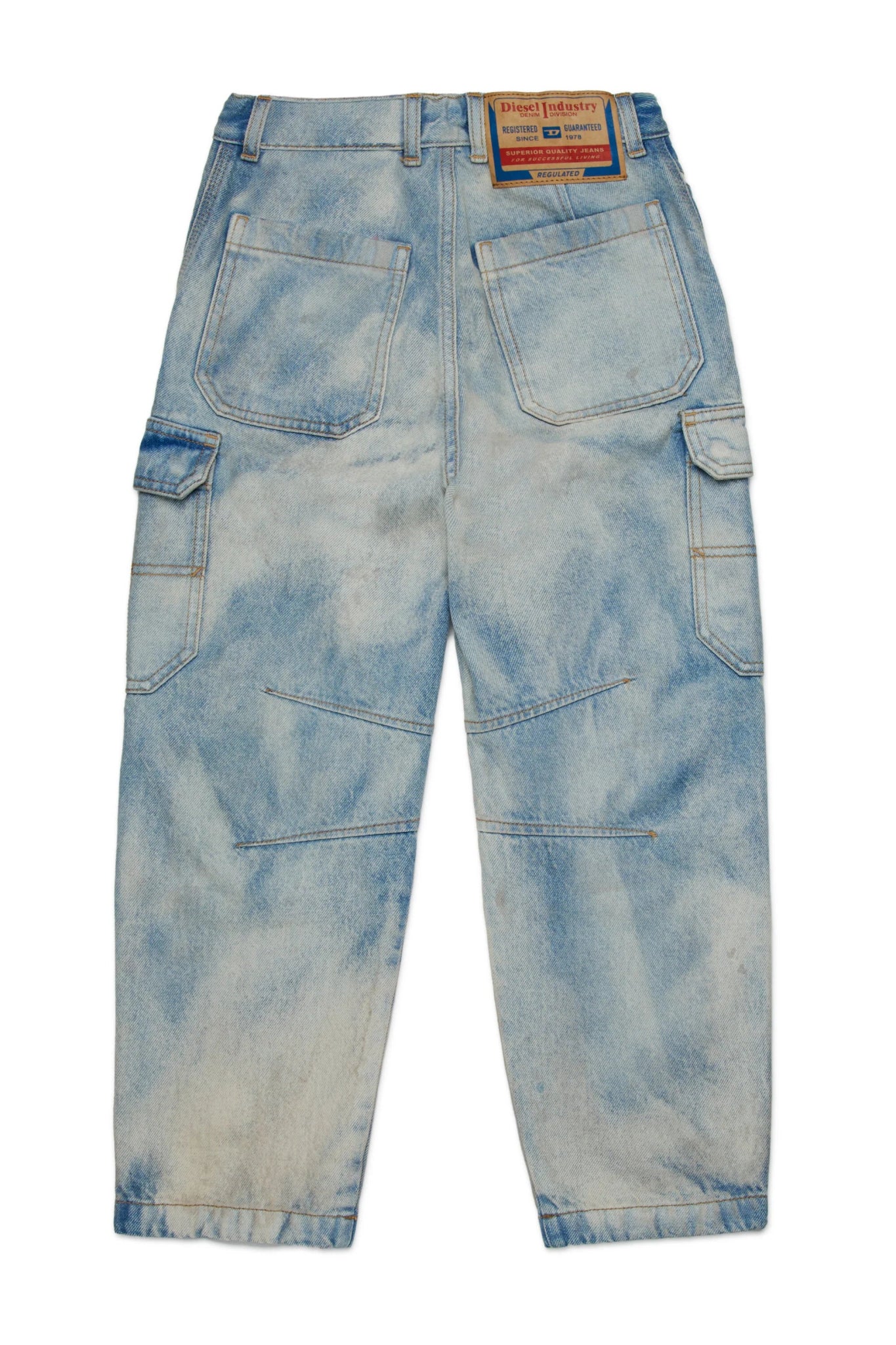JEANS CARGO IN DENIM CHIARO SBIANCATO DIESEL - Angel Luxury