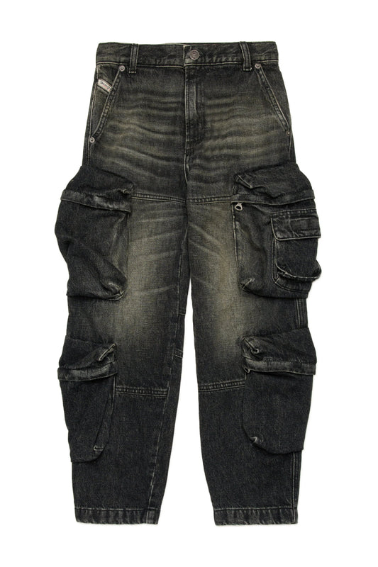 JEANS CARGO NERO - Angel Luxury