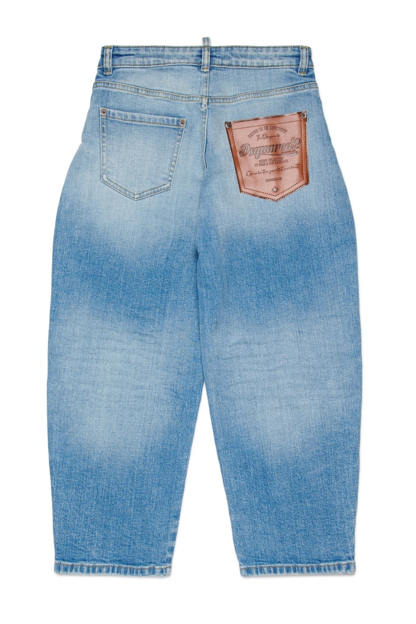 JEANS CHIARO CON TASCA SUL RETRO IN ECOPELLE MARRONE DSQUARED2 - Angel Luxury