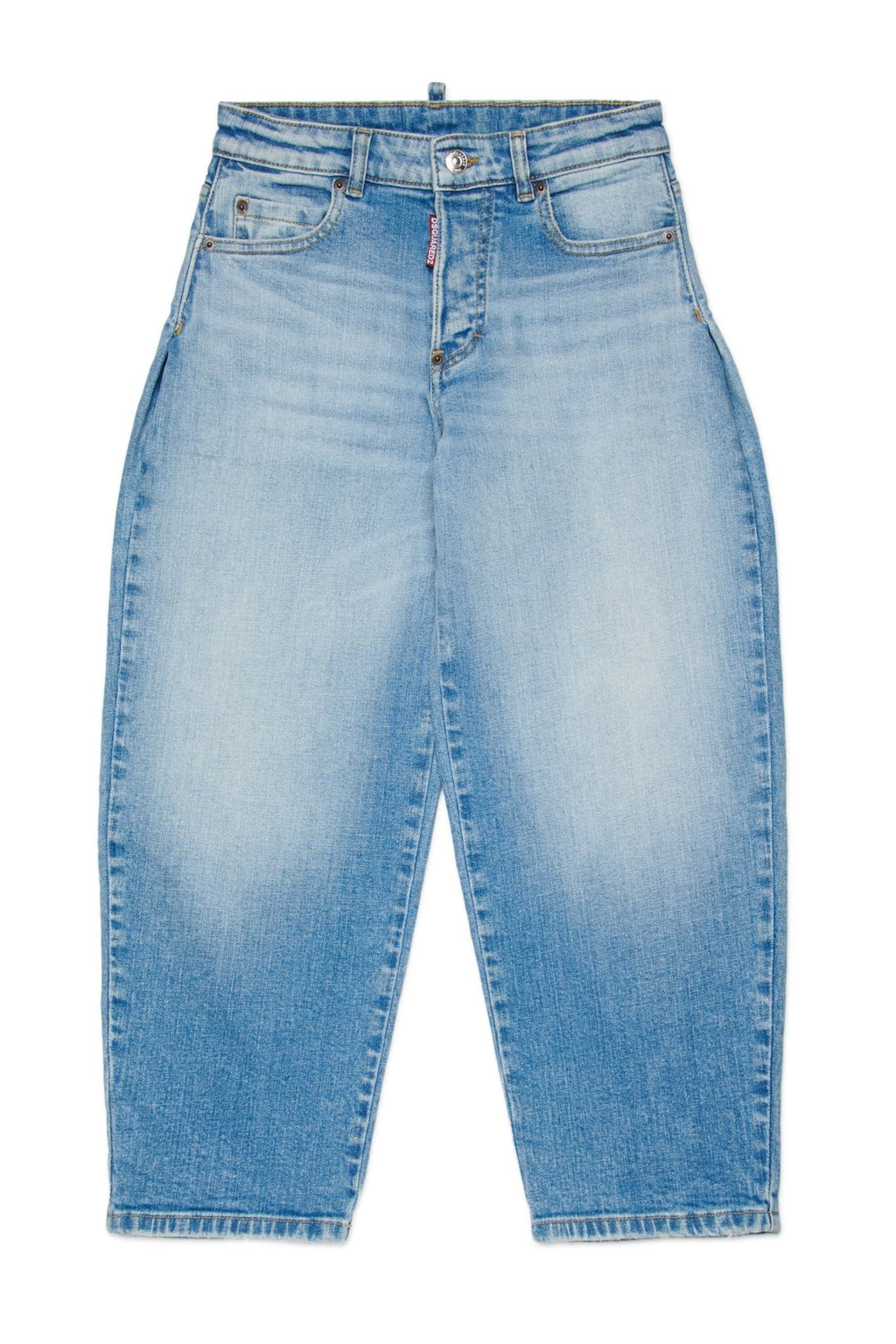 JEANS CHIARO CON TASCA SUL RETRO IN ECOPELLE MARRONE DSQUARED2 - Angel Luxury