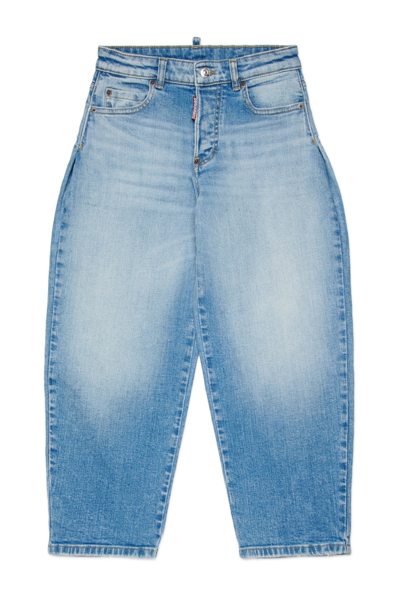 JEANS CHIARO CON TASCA SUL RETRO IN ECOPELLE MARRONE DSQUARED2 - Angel Luxury