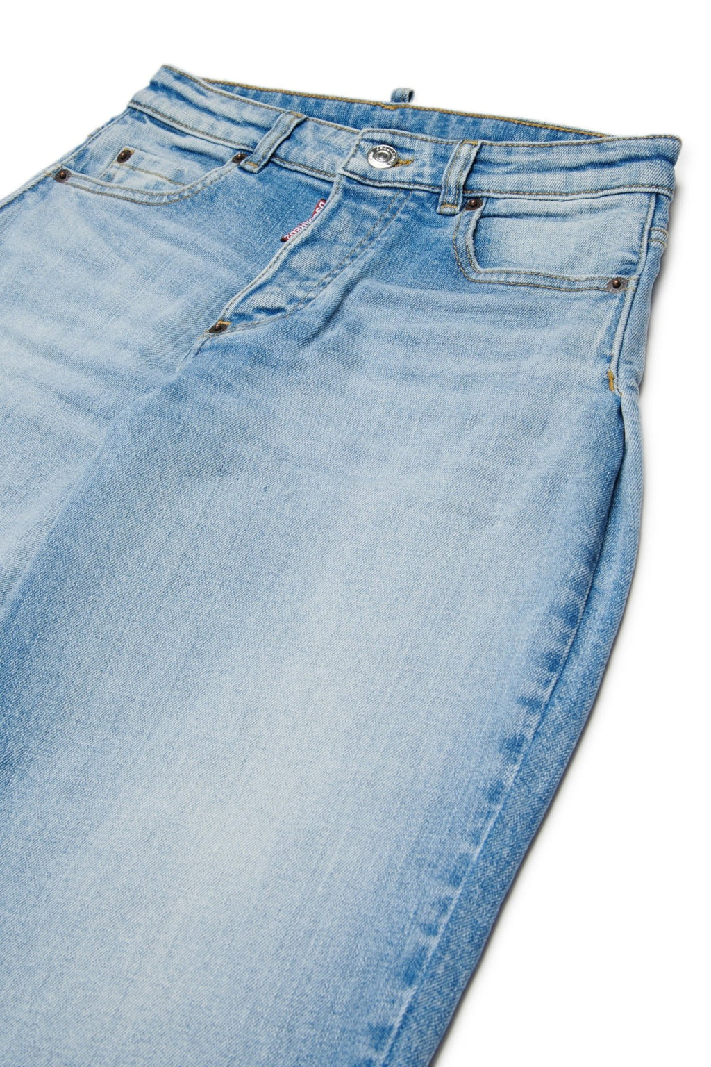 JEANS CHIARO CON TASCA SUL RETRO IN ECOPELLE MARRONE DSQUARED2 - Angel Luxury