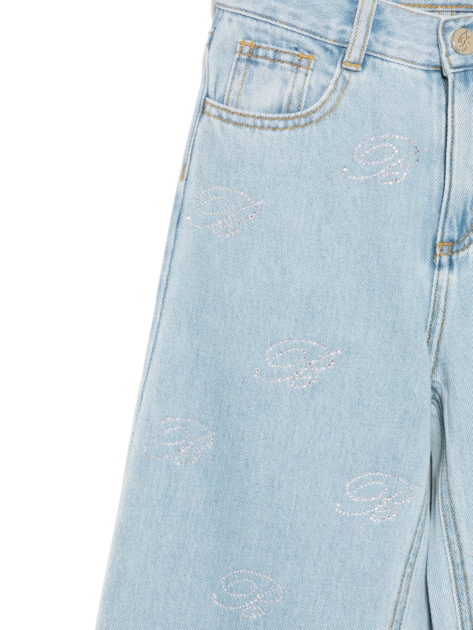 JEANS CON LOGO BRILLANTINATO MISS BLUMARINE - Angel Luxury