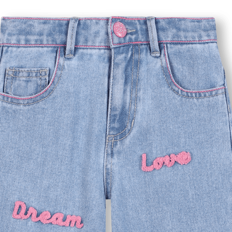 JEANS CON SCRITTE ROSA IN SPUGNA BILLIEBLUSH - Angel Luxury