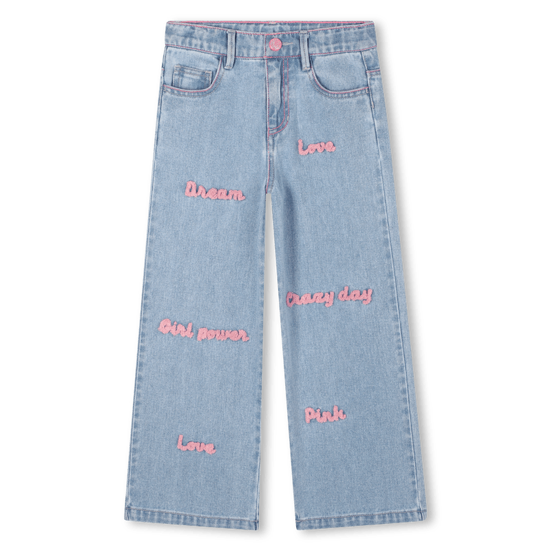JEANS CON SCRITTE ROSA IN SPUGNA BILLIEBLUSH - Angel Luxury