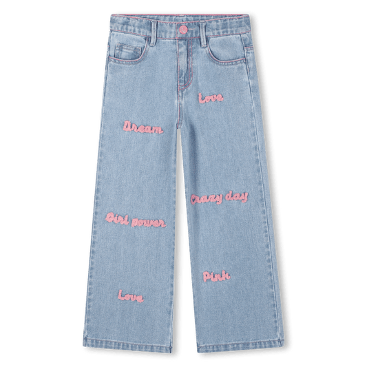 JEANS CON SCRITTE ROSA IN SPUGNA BILLIEBLUSH - Angel Luxury