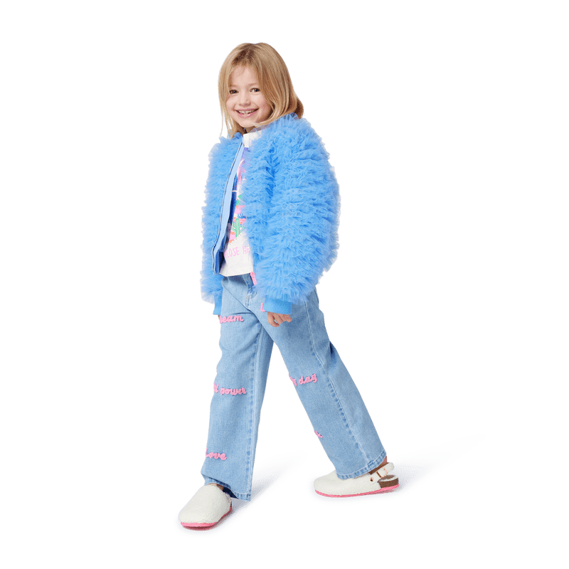 JEANS CON SCRITTE ROSA IN SPUGNA BILLIEBLUSH - Angel Luxury