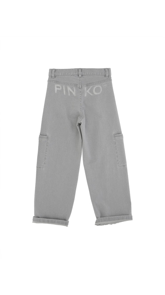 JEANS GRIGIO CHIARO CON TASCONI E LOGO SUL RETRO PINKO - Angel Luxury