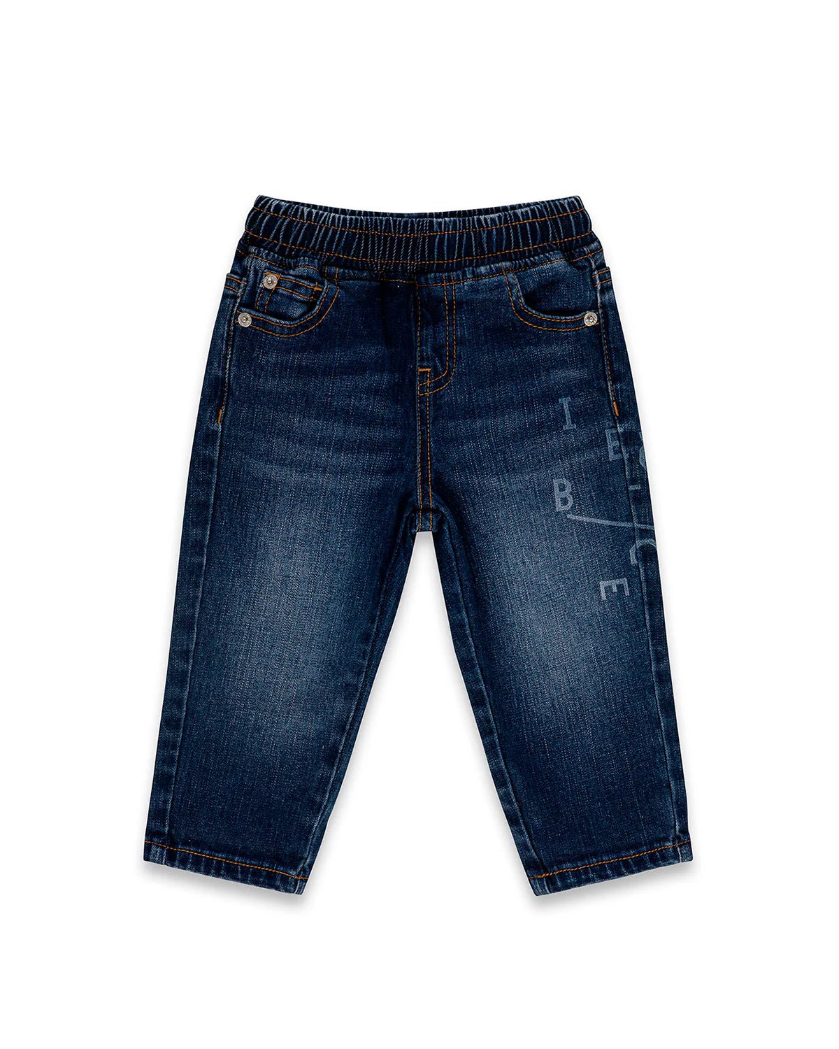 JEANS IN DENIM BLU CON STAMPA ICEBERG - Angel Luxury