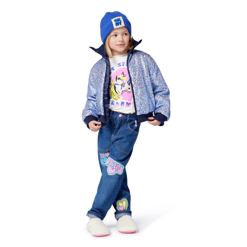 JEANS IN DENIM BLU SCURO CON STAMPE BILLIEBLUSH - Angel Luxury