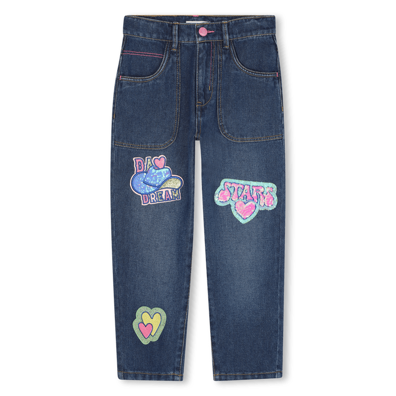 JEANS IN DENIM BLU SCURO CON STAMPE BILLIEBLUSH - Angel Luxury