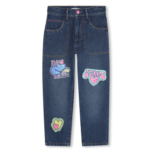 JEANS IN DENIM BLU SCURO CON STAMPE BILLIEBLUSH - Angel Luxury