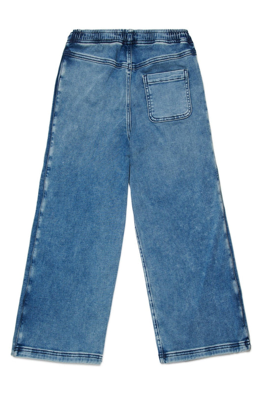 JEANS IN DENIM CON BOTTONI LATERALI CON LOGO ROSSO DIESEL - Angel Luxury