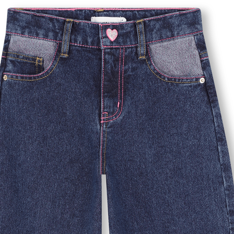 JEANS IN DENIM CON RISVOLTO GLITTERATO ROSA BILLIEBLUSH - Angel Luxury