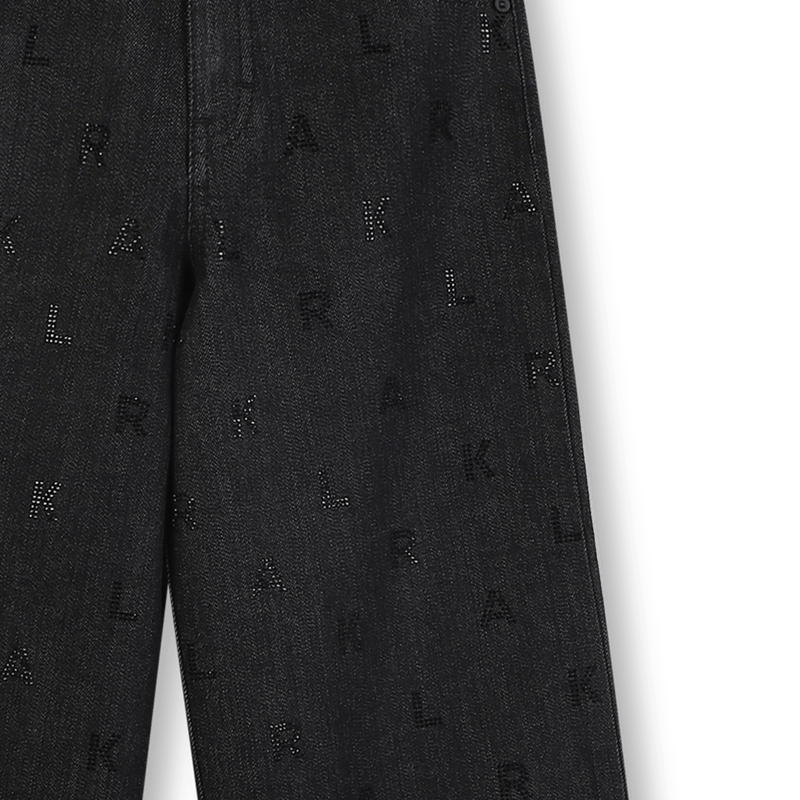 JEANS NERO CON LOGO BRILLANTINATO KARL LAGERFELD - Angel Luxury