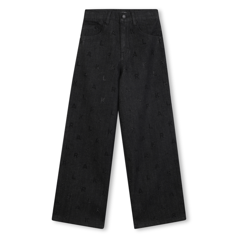 JEANS NERO CON LOGO BRILLANTINATO KARL LAGERFELD - Angel Luxury