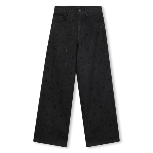 JEANS NERO CON LOGO BRILLANTINATO KARL LAGERFELD - Angel Luxury
