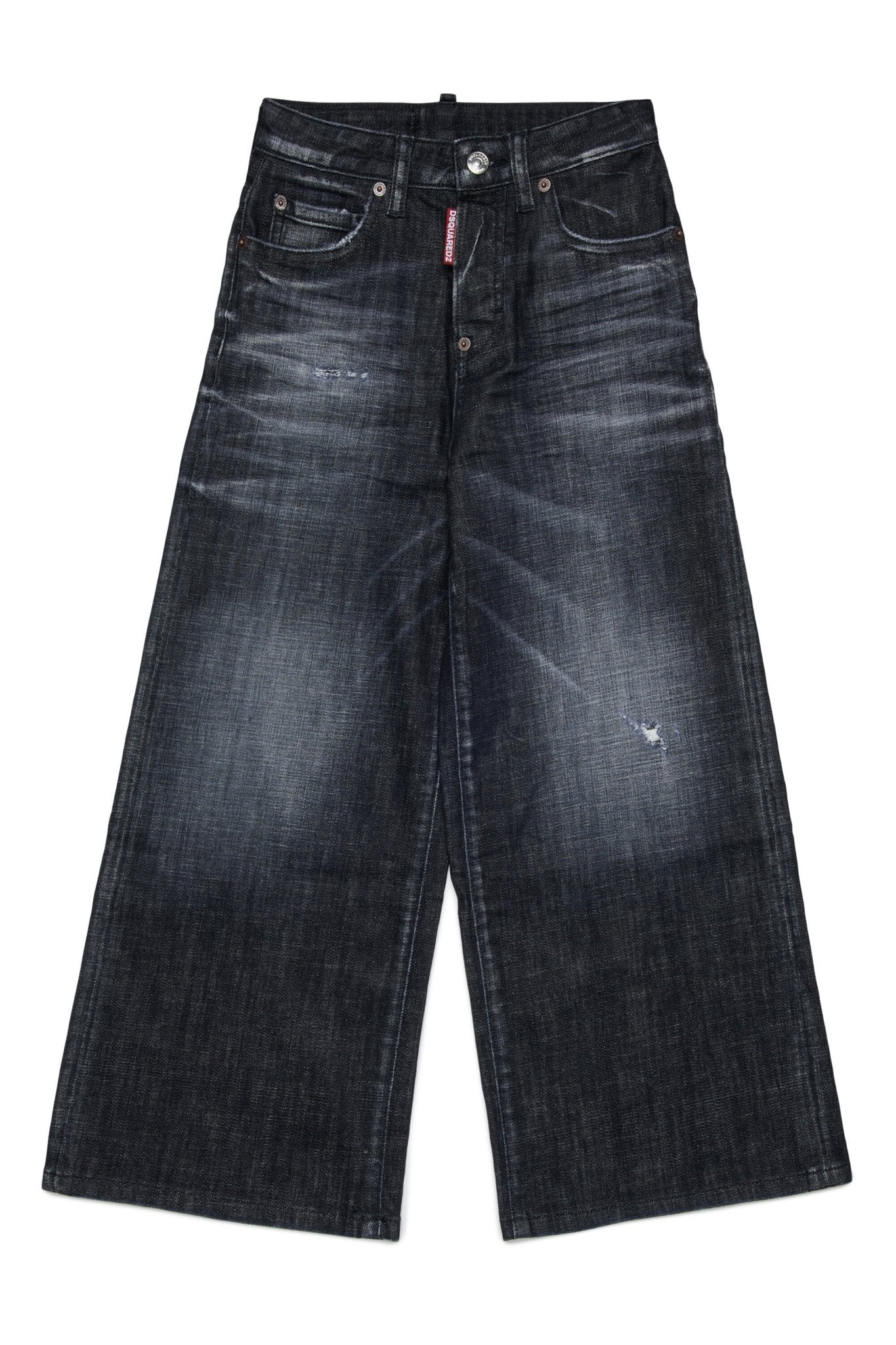 JEANS NERO CON LOGO ROSSO SUL RETRO DSQUARED2 - Angel Luxury