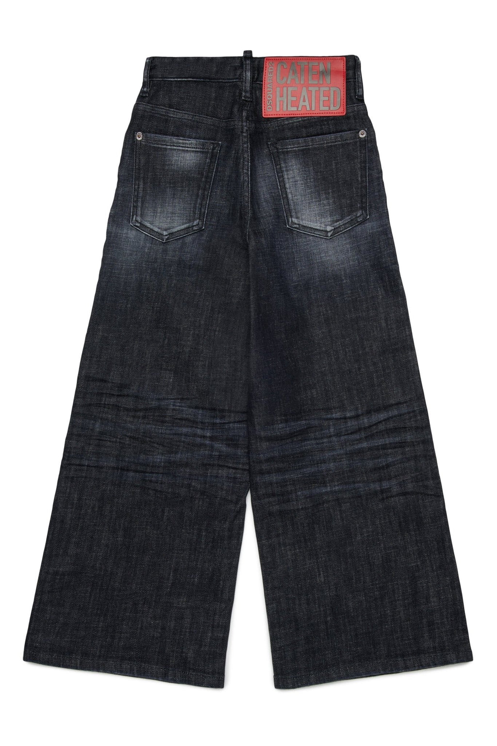 JEANS NERO CON LOGO ROSSO SUL RETRO DSQUARED2 - Angel Luxury