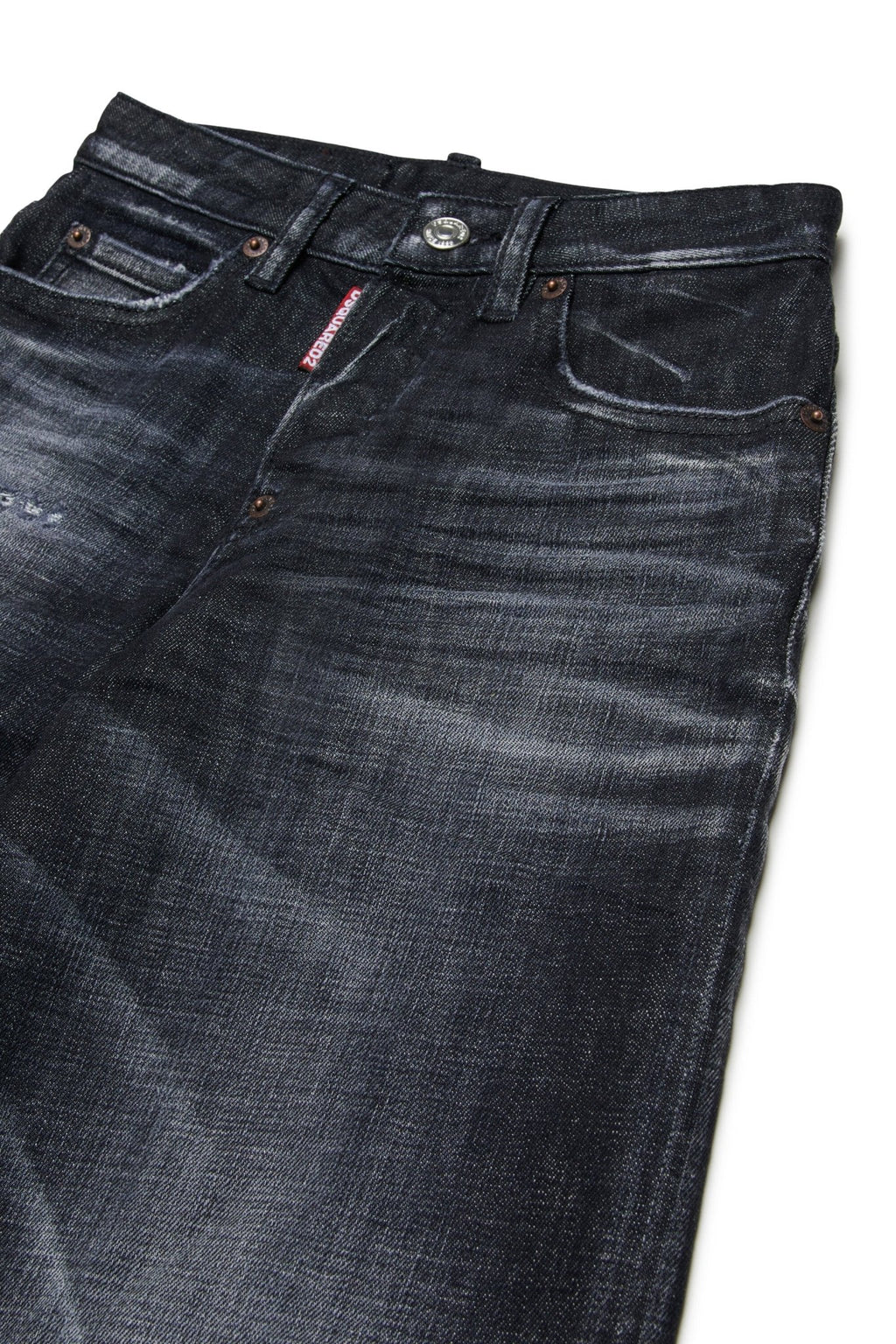 JEANS NERO CON LOGO ROSSO SUL RETRO DSQUARED2 - Angel Luxury