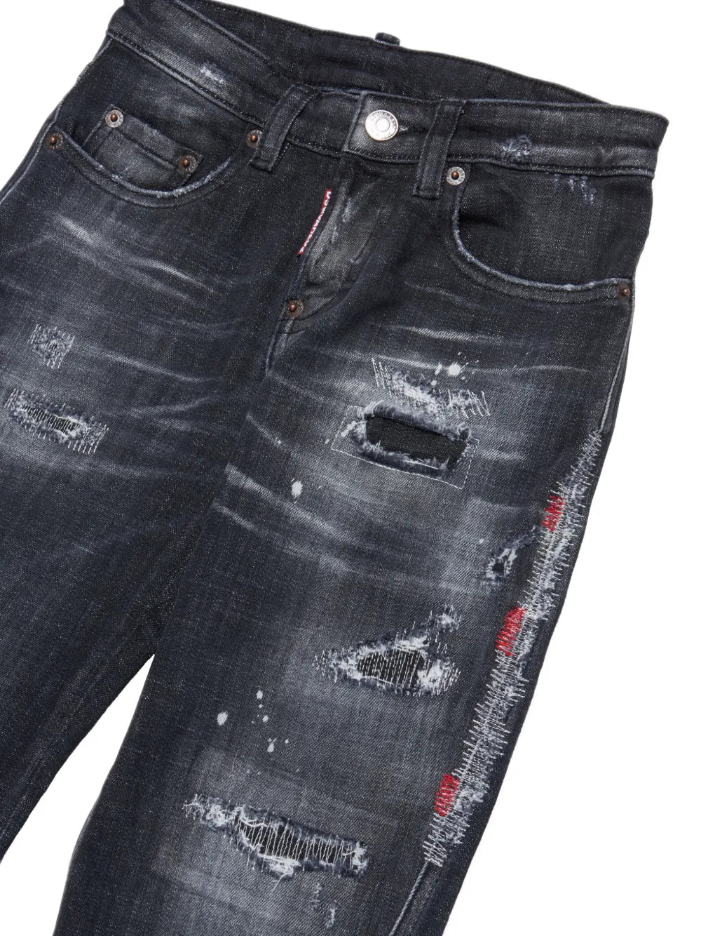 JEANS NERO IN DENIM CON EFFETTO STRAPPI DSQUARED2 - Angel Luxury
