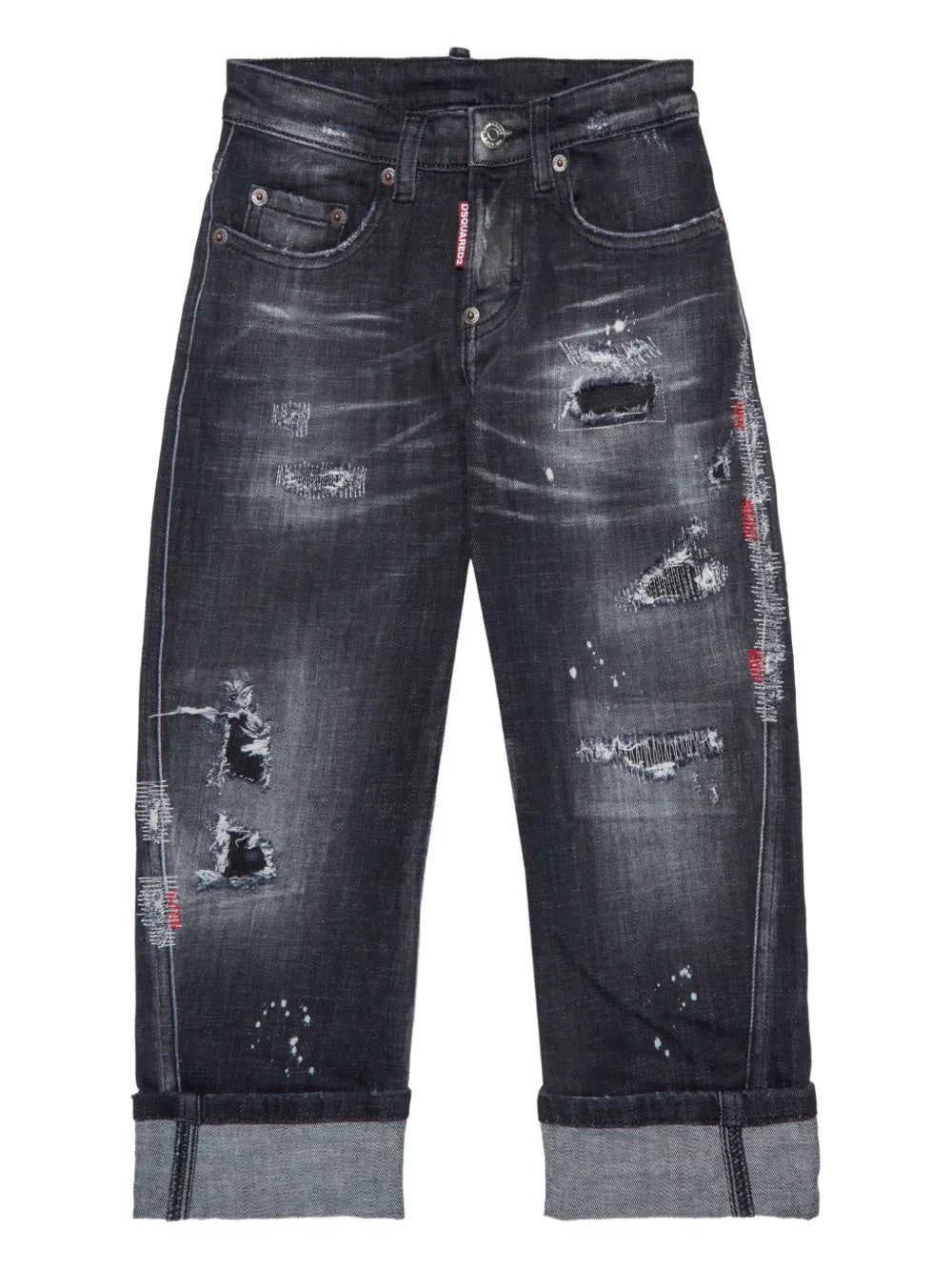 JEANS NERO IN DENIM CON EFFETTO STRAPPI DSQUARED2 - Angel Luxury