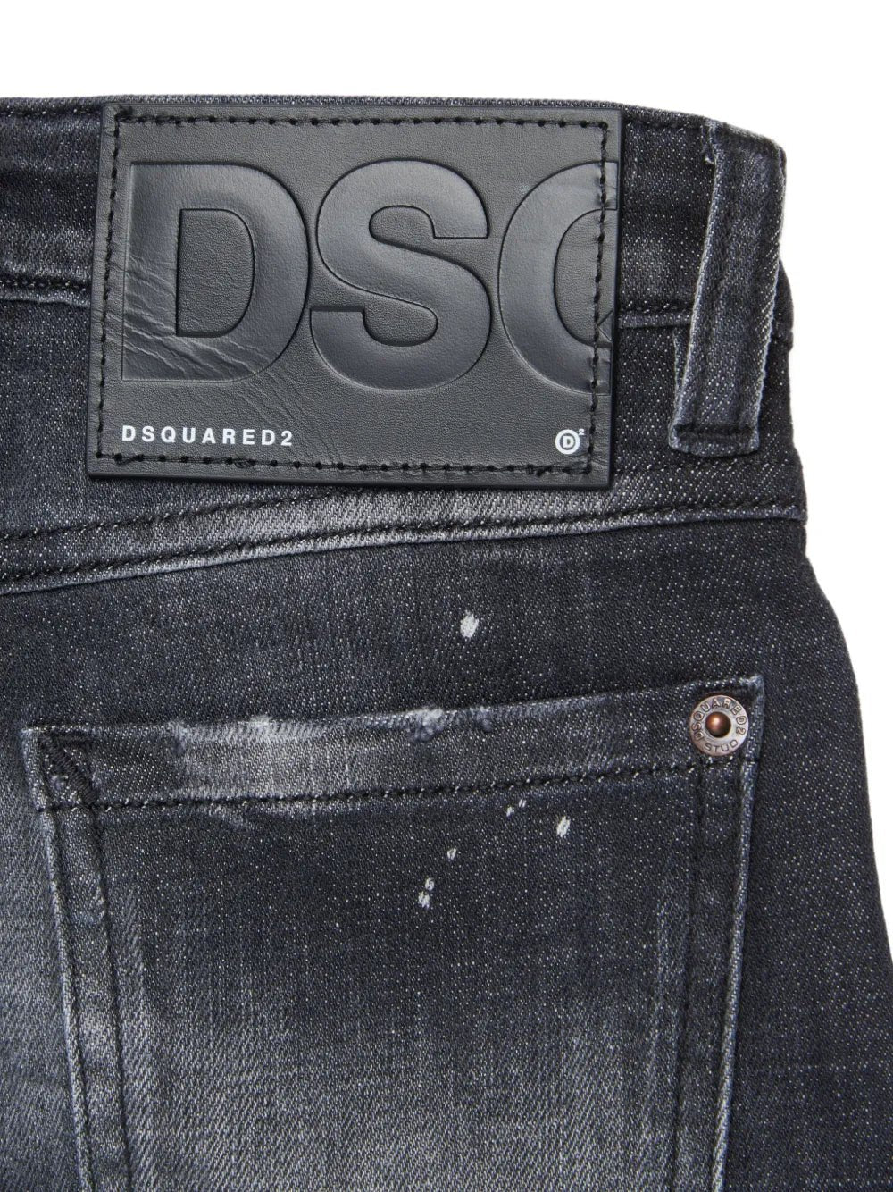 JEANS NERO IN DENIM CON EFFETTO STRAPPI DSQUARED2 - Angel Luxury