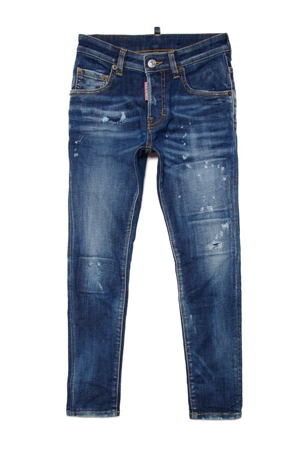 JEANS SKINNY SCURO CON MACCHIE E ROTTURE-SKATER DSQUARED2 - Angel Luxury