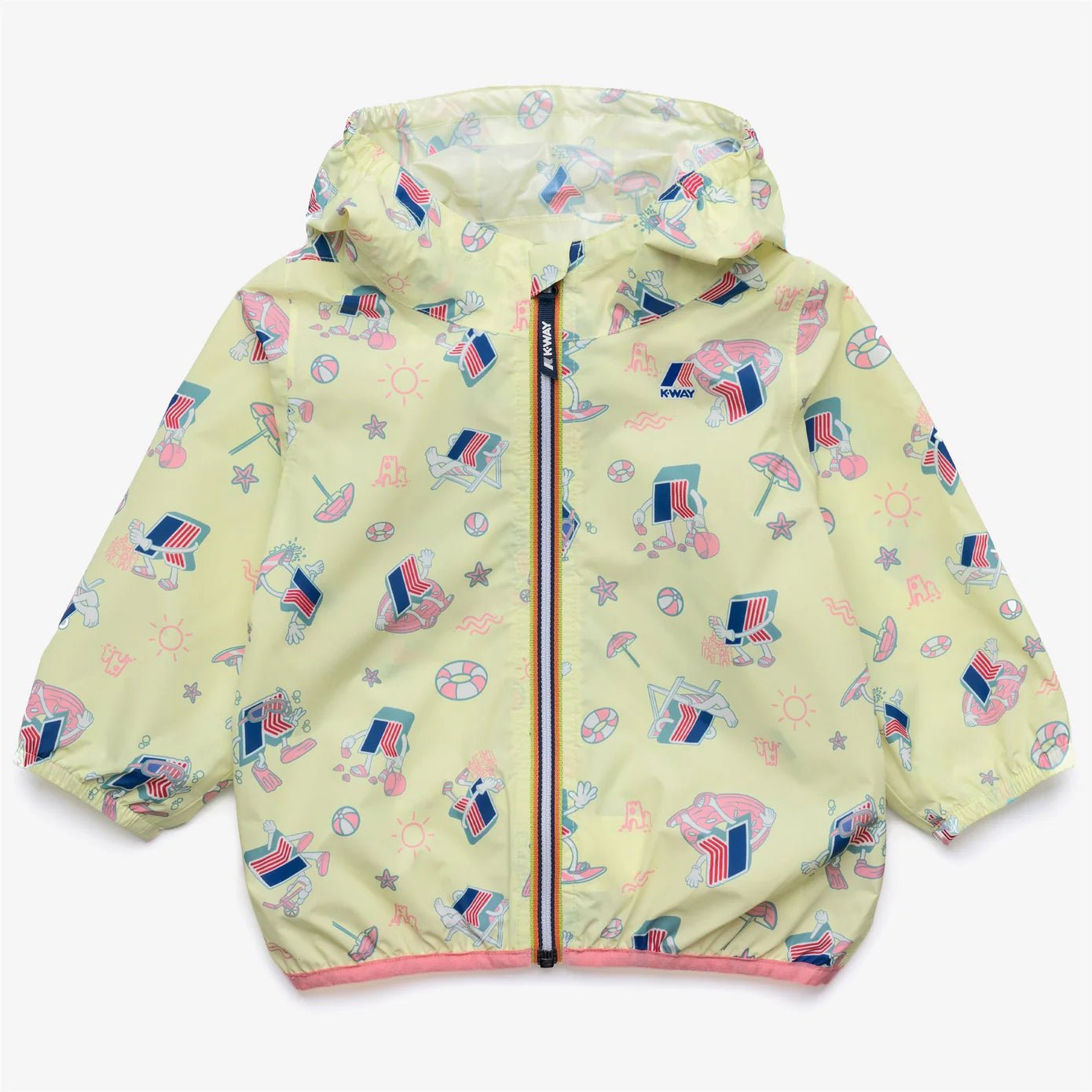 K - WAY NEONATA GIALLO CON BORDI ROSA E STAMPA - Angel Luxury