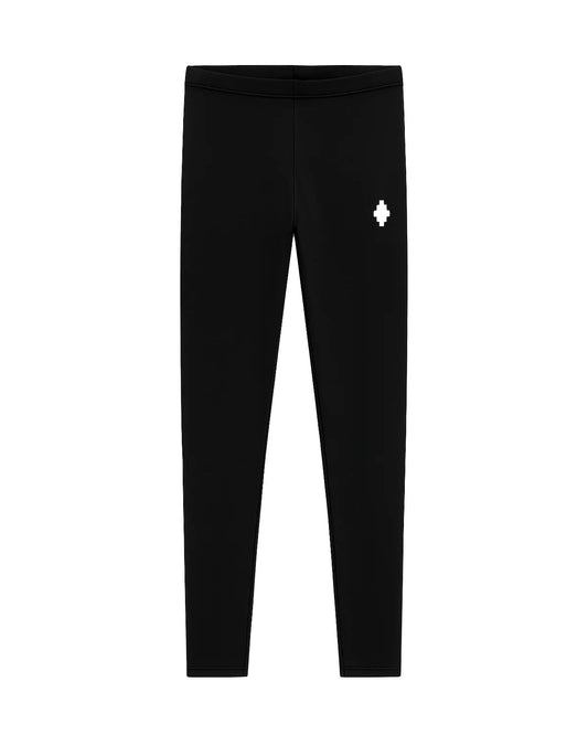 LEGGINS NERO CON LOGO BIANCO MARCELO BURLON - Angel Luxury
