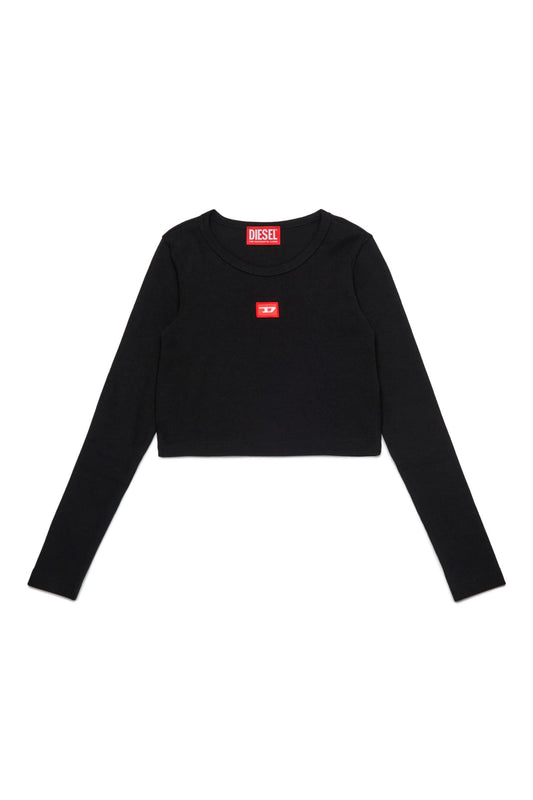 MAGLIA A COSTINE NERA CROPPED DIESEL - Angel Luxury