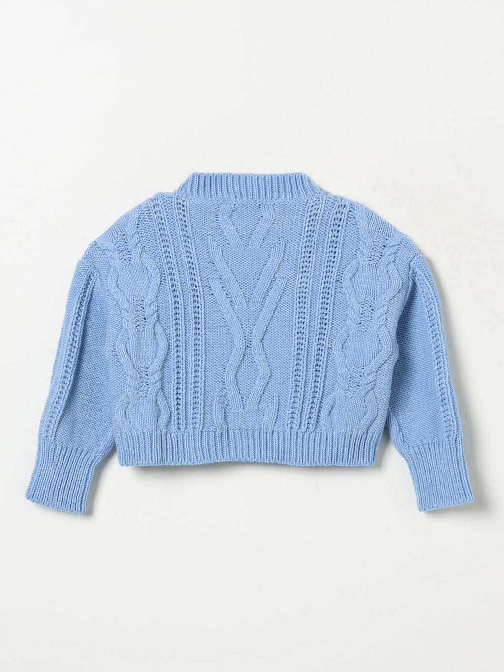 MAGLIA CROP TRECCE CON PATCH CELESTE DONDUP - Angel Luxury