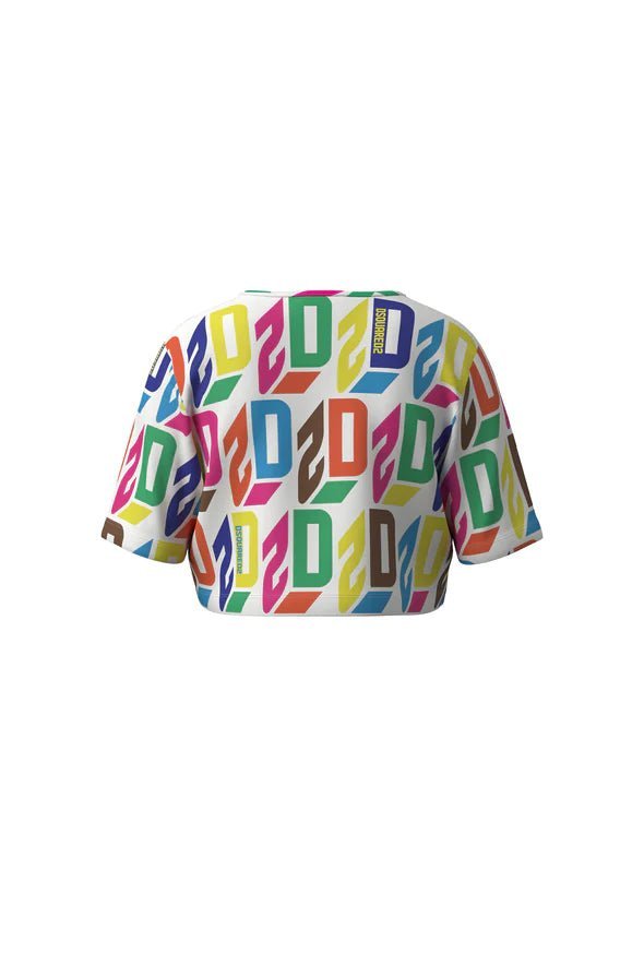 MAGLIA CROPPED ALLOVER LOGO D2 effetto 3D - Angel Luxury