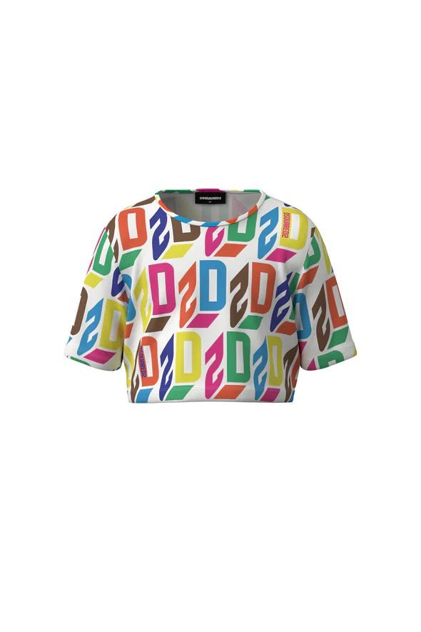MAGLIA CROPPED ALLOVER LOGO D2 effetto 3D - Angel Luxury